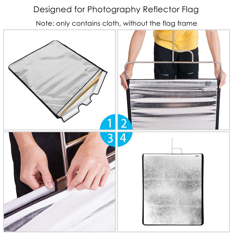 Selens Photography Panel Fabric 29.5x35.4inch 4-in-1 Cover Cloth for Photo Studio Reflector Stainless Flag, Gold/Black/Silver/White 29.5x35.4inches
