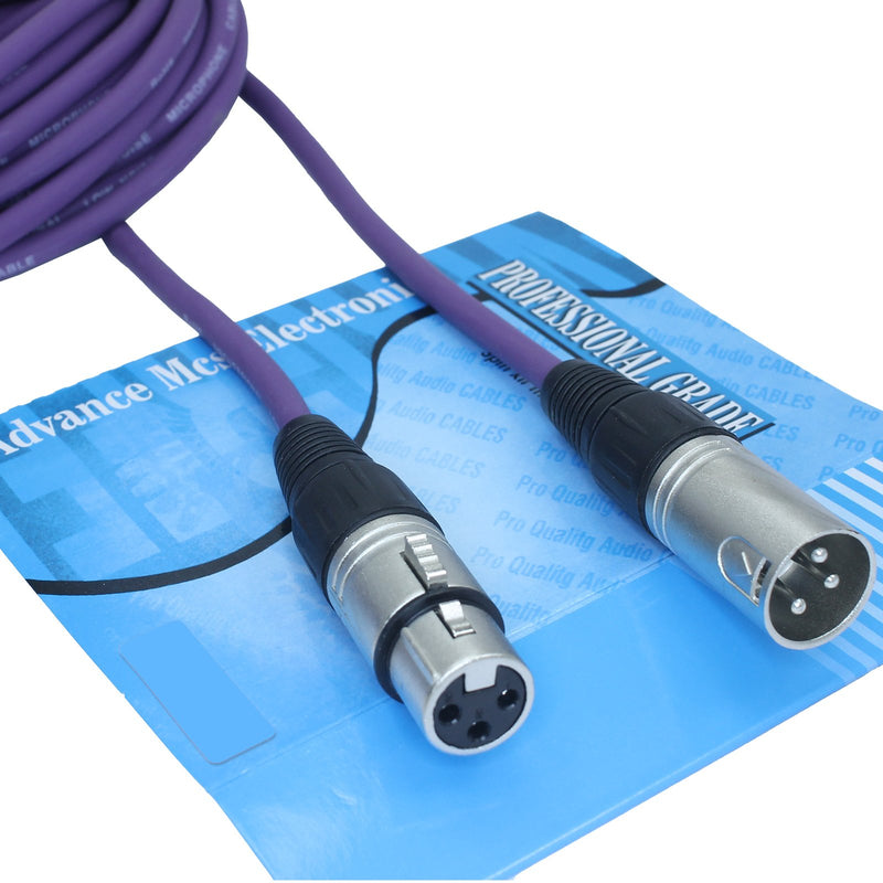 MCSPROAUDIO 3 foot Male to Female XLR microphone cable (Purple) Purple
