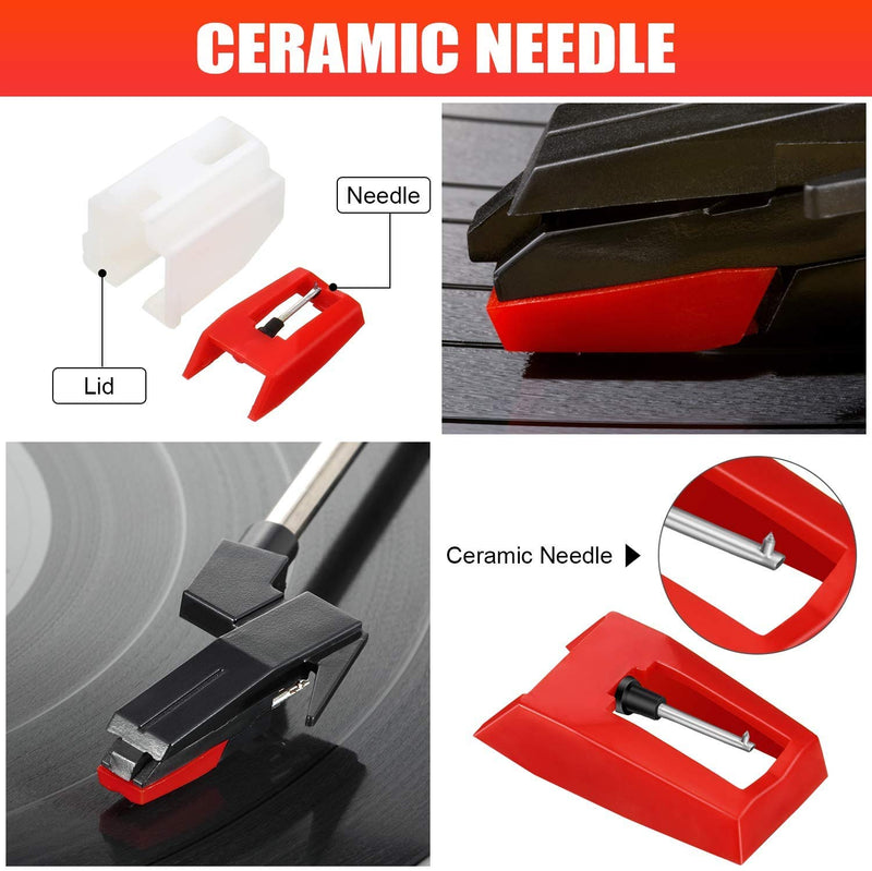 4 Pieces Record Player Needle Turntable Needles Record Player Stylus Record Player Needle Replacement Accessoriesfor Most Phonograph Vinyl Record Player(Red)