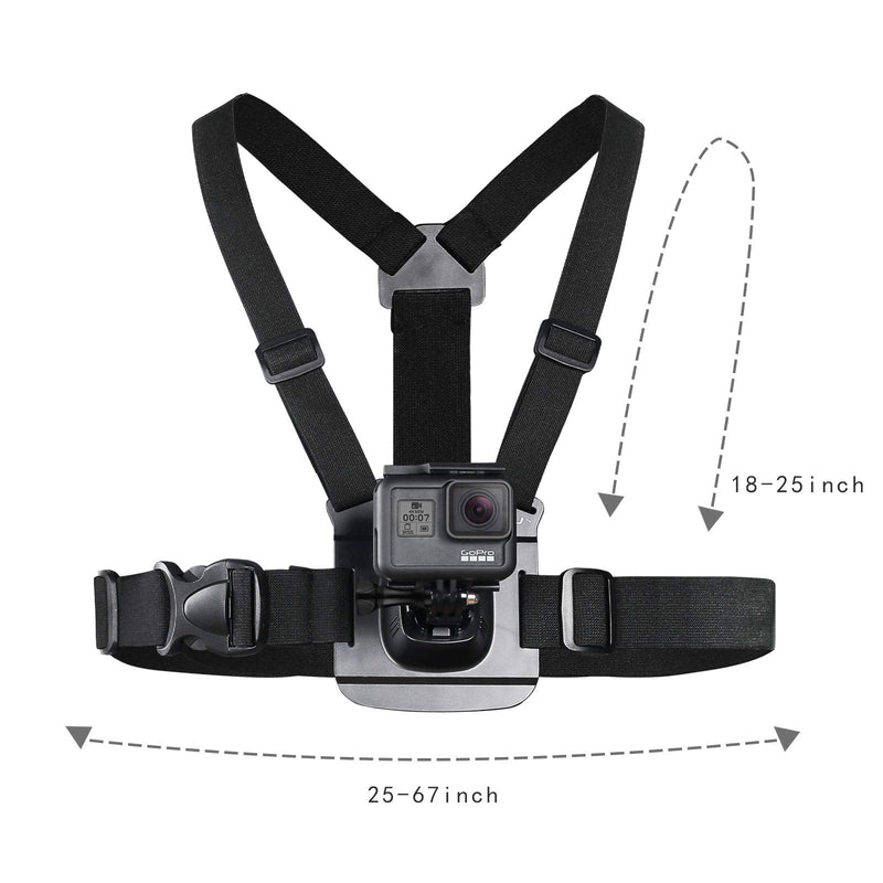 HSU Chest Mount Harness Chesty Strap Compatible with All GoPro Cameras, Sports Cameras Body Strap with J Hook and Quick Release Buckle Clip Mount