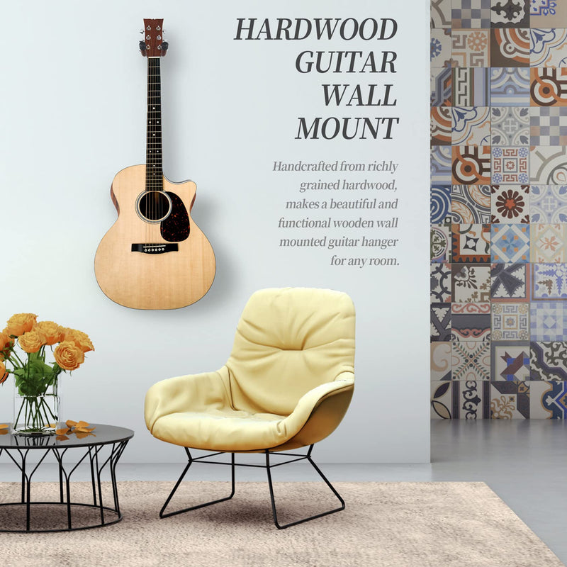 Sound harbor Guitar Wall Mount Brown Wood Guitar Hanger 2 Pack 2 Pack Brown walnut