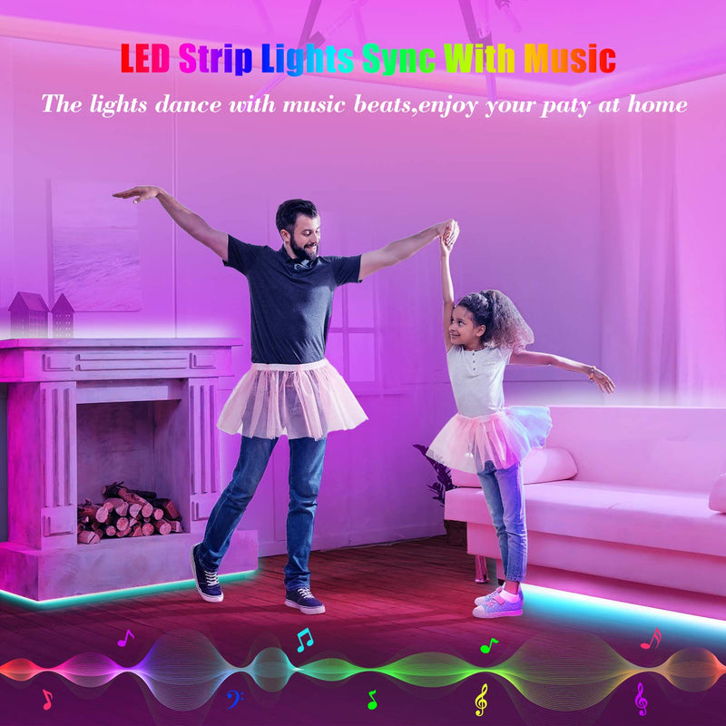 [AUSTRALIA] - 50ft Led Strip Lights, Leeleberd Music Sync Color Changing Led Light Strips, App Control and Remote, Led Lights for Bedroom Living Room Party Home Decoration 