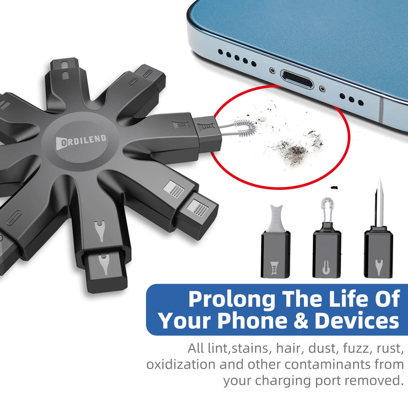 Ordilend iPhone Cleaning Kit,Charging Port Cleaning for Phone iPad Watch, Repair & Restore Cleaner for iPhone Speaker & Lightning Charger Cables, Upgrade Snowflake Cell Phone Cleaning Kits Snow Black