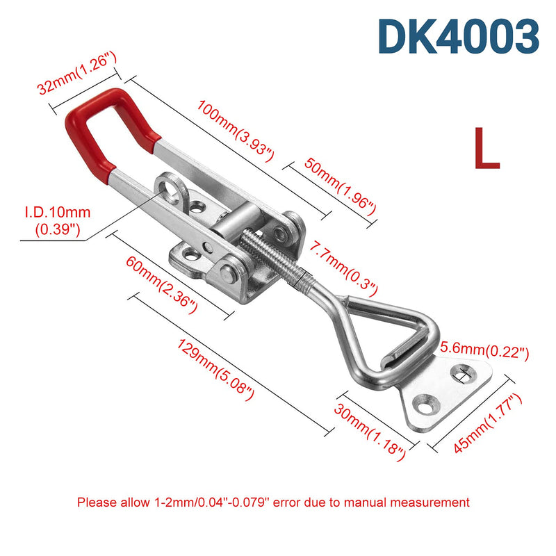 [AUSTRALIA] - 2PC 304 Stainless Steel Adjustable Lever Handle Lock Hasp Cabinet Box Latches Quick Release Toggle Latch Clamp Clasp Toolbox Case Hasp Hardware With Screws (Large) 