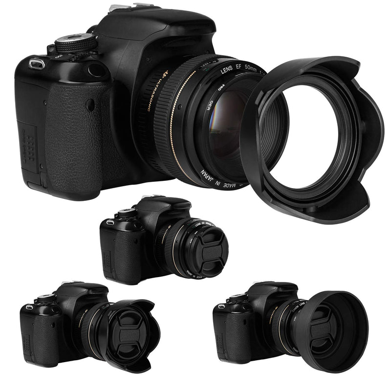 [AUSTRALIA] - Veatree 67mm Lens Hood Set, Collapsible Rubber Lens Hood with Filter Thread + Reversible Tulip Flower Lens Hood + Center Pinch Lens Cap + Microfiber Lens Cleaning Cloth 