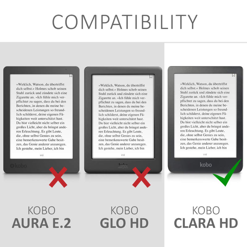 kwmobile Cover Compatible with Kobo Clara HD - Fabric e-Reader Case with Hand Strap and Stand - Fabric Grey Fabric 22