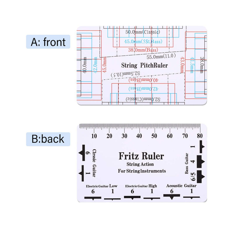 Understring Radius Gauge and Guitar String Action Ruler Measuring Luthier Tool for Guitar Bass String Instruments Setup Repair Tool