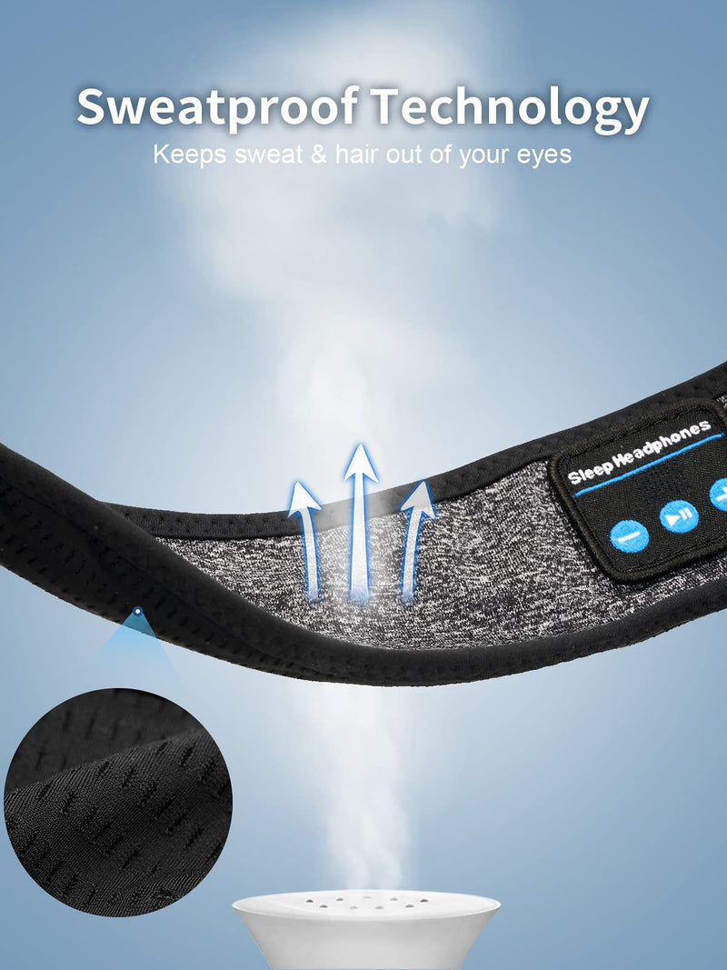 Sleep Headphones Sports Headband, Adjustable Wireless Headband Headphones, Long Time Play Headphone Band with Built in Speakers Perfect for Sleep,Workout,Running,Yoga,Travel,Insomnia