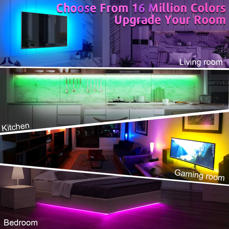 [AUSTRALIA] - TV Led Backlight 14.3 Feet, App Control Music Sync for 65-75in TV/PC with Remote, RGB 5050 USB Led Strip Lights for TV, Bedroom, Gaming Room, Home Decoration Bias Lighting 