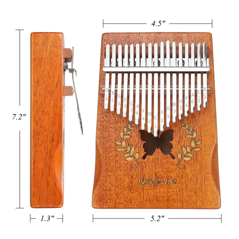 Kalimba Thumb Piano 17 Keys, NASUM Mbira Finger Piano Instrument with Mahogany body, Tuner Hammer, Stickers, Carry Bag, The Best Musical Instrument Gift for Kids and Adults Beginners