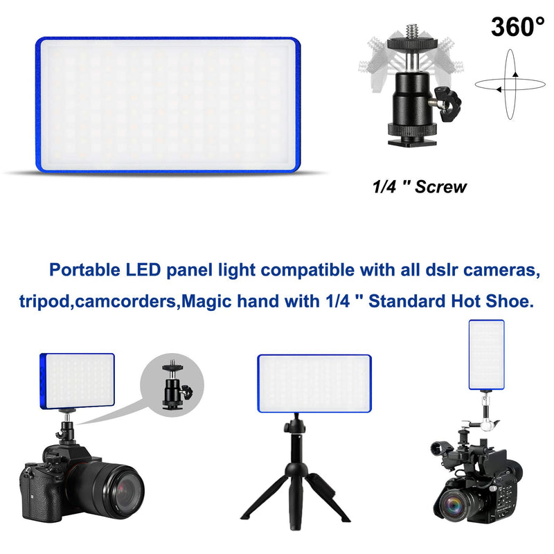 RGB LED Video Light,On-Camera Lighting Mini Pocket Light for Vlog YouTube Videos with(RGB,2500K-8500K,0-1530°,4000mah,OLED Display,Blue Aluminum Body,Bag) Blue + RGB Light