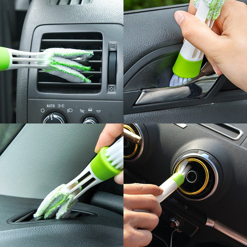 SENHAI Mini Duster for Car Air Vent, Set of 3 Automotive Air Conditioner Cleaner and Brush, Dust Collector Cleaning Cloth Tool for Keyboard Window Leaves Blinds Shutter