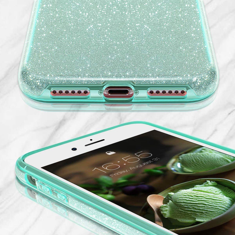 MATEPROX iPhone Se 2022 case,iPhone SE 2020 case, iPhone 8 case,iPhone 7 Glitter Bling Sparkle Cute Girls Women Protective Case for 4.7" iPhone 7/8/SE (Green) Green