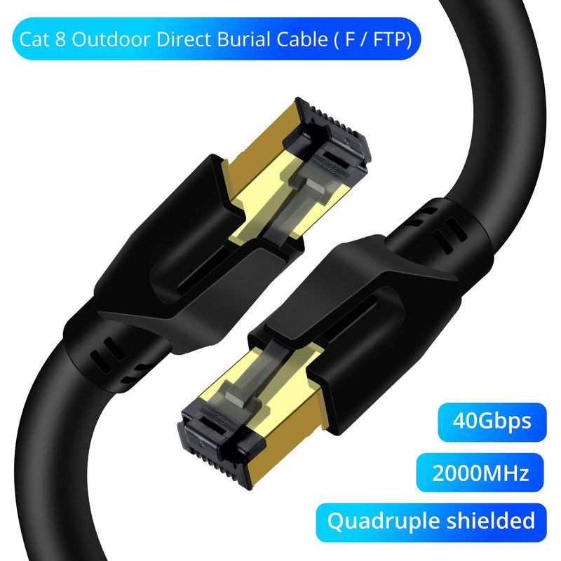 XXONE Cat8 Ethernet Cable 5ft, High Speed 26AWG Cat8 LAN Network Cable 40Gbps, 2000Mhz with Gold Plated RJ45 Connector, Heavy Duty Weatherproof S/FTP UV Resistant for Modem (5ft/1.5m) Cat8-5ft