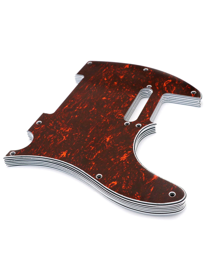 Metallor Electric Guitar Pickguard Scratch Plate 3 Ply Single Coil Compatible with Tele Telecaster Style Electric Guitar Parts Replacement. (Red Tortoise) Red Tortoise