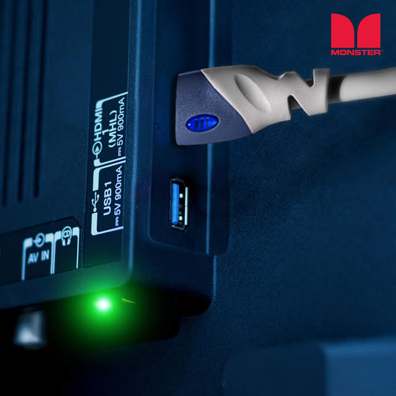 [AUSTRALIA] - Monster 4ft HDMI Cable 4k Ultra HD with Ethernet Cord - 60/120 Hz Refresh Speed - 18Gbps High Definition 1080p Video and Lossless Audio with Corrosion-Resistant 24k Gold Contacts and V-Grip Connection 4 FT White 