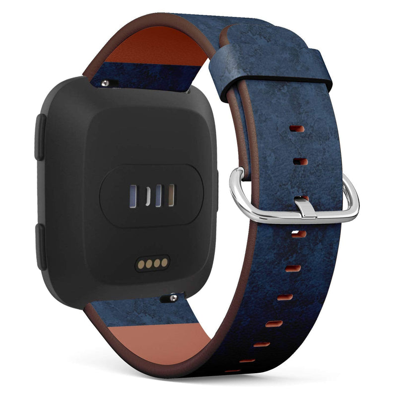 Compatible with Fitbit Versa, Versa 2, Versa Lite, Leather Replacement Bracelet Strap Wristband with Quick Release Pins // Blue Denim Texture Jeans Fabric