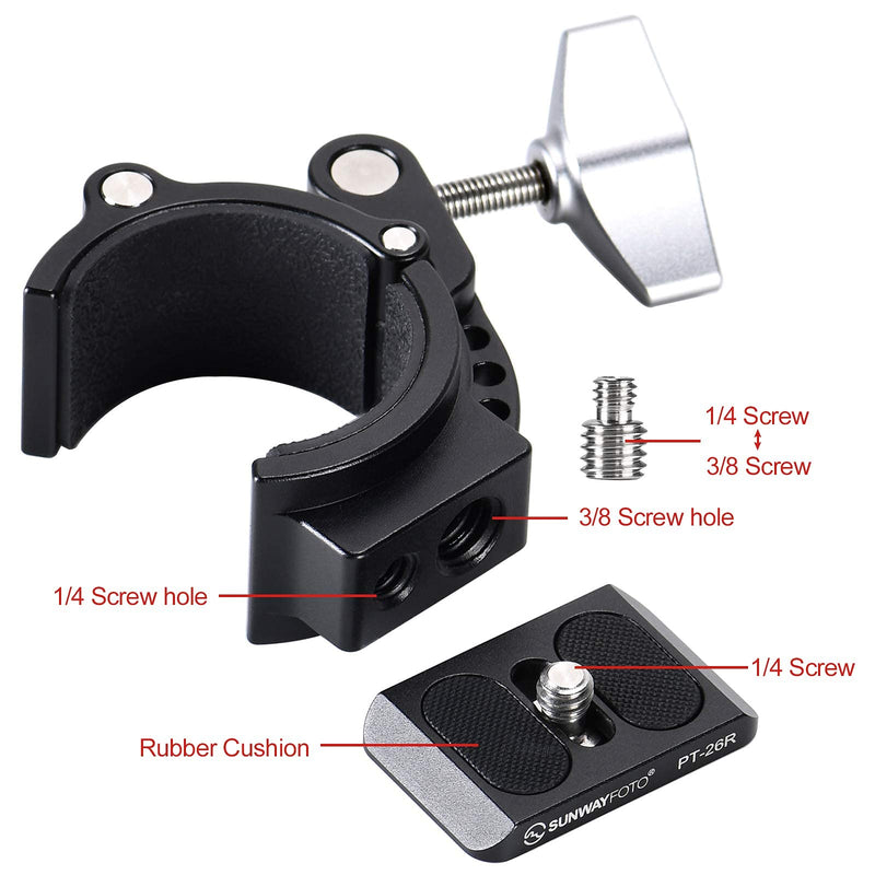 SUNWAYFOTO CC-01T Super Clamp with QR Plate for Phone,DJI OSMO ，Gopro Bike Clamp,Bike Phone Mount Clamp Adjustable