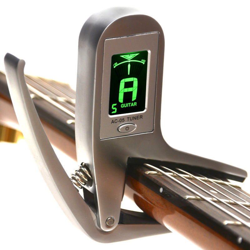 Elagon (AC-05T) Guitar Capo + Tuner All in One. High Quality Fully Metallic Capo for Electric Guitar, Acoustic Guitar, Classical Guitar/Spanish Guitar, Bass Guitar + A Handy Precision Tuner for Guitar, Bass, Alternate Tunings + Any Other Instrument Tun...