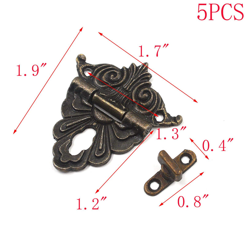 MTMTOOL Antique Bronze Latch Hasp Wooden Jewelry Box Case Hasp Latch Buckle with Screws Pack of 5