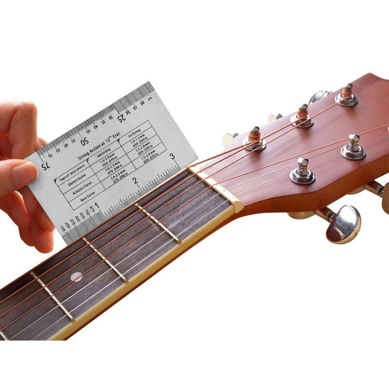 Simtyso Guitar String Action Ruler Gauge Tool Measuring Kit for Electric Bass and Acoustic Guitar