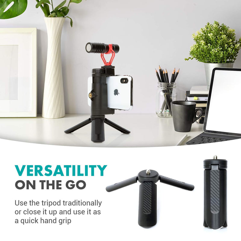 Movo Smartphone Video Rig with Tripod, Shotgun Microphone, Grip Handle, Wrist Strap Compatible with iPhone, Android and Other Smartphones - Perfect for TIK Tok or Vlogging Equipment