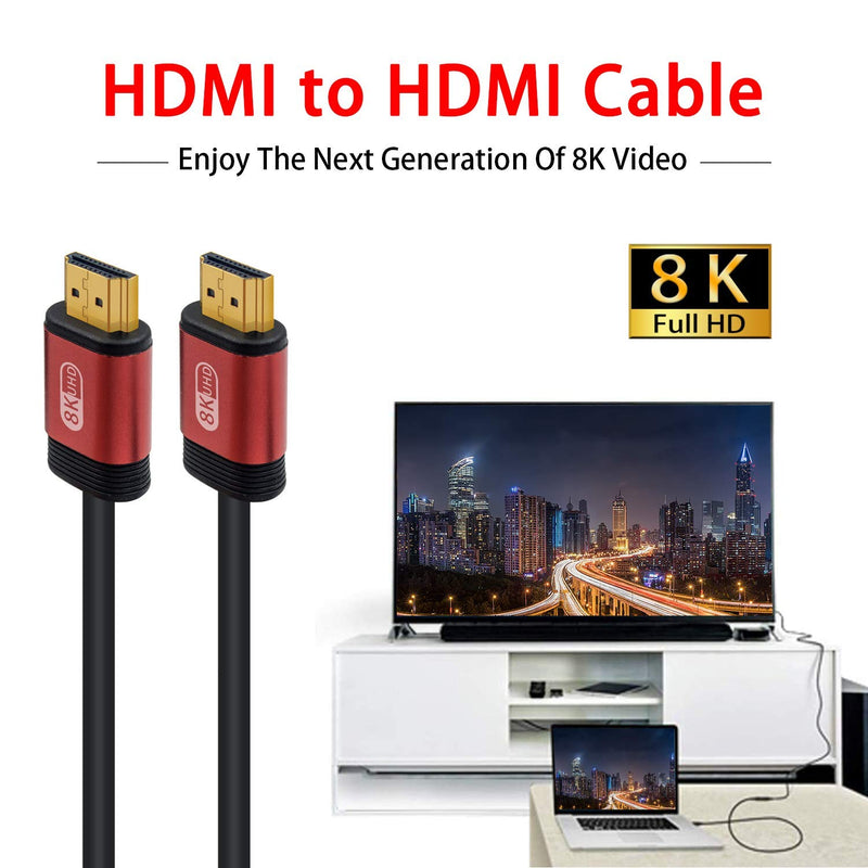 Duttek 8K HDMI Cable, High Speed HDMI Cable, HDMI 2.1 Ultra HD Lead High Speed Cord 48Gbps Supports 8K@60HZ 4K@120HZ Compatible with Fire TV, 3D Support, Ethernet Function, 8K UHD, etc(2M) 2M
