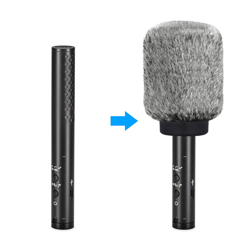 [AUSTRALIA] - NTG Furry Microphone Windmuff - Windscreen/WindShield for Rode VideoMic NTG and Microphones with Maximum Slot Length of 100mm (3.9") and Diameter of 18-24mm by YOUSHARES (Black White) 