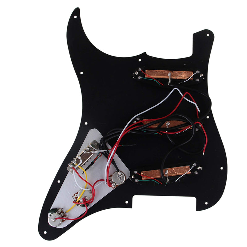 Yibuy Black 3-ply Dual Rail Pickup Electric Guitar Loaded Prewired Pickguard set SSS 9.2¡ª9.3 kohm