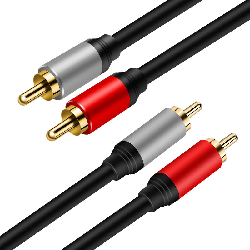2RCA to 2RCA Cable 30Ft, Tan QY Gold-Plated 2 RCA Male to 2 RCA Male Stereo Audio Cable for Home Theater, HDTV, Gaming Consoles, Hi-Fi Systems (30Ft/10M) 30Ft/10M