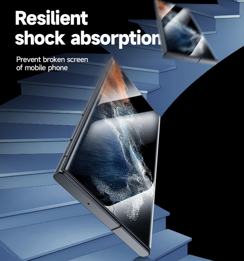 MAGIC JOHN 2 Pack for Samsung Galaxy S22 Ultra Screen Protector [Ceramic film] Not Glass 6.8 inch,[100% Fingerprint ID Compatible] Easy Installation Tray, 3D Curved, Bubble Free, Scratch Proof, HD Clear, Case Friendly S22 Ultral-Clear 6.8inch