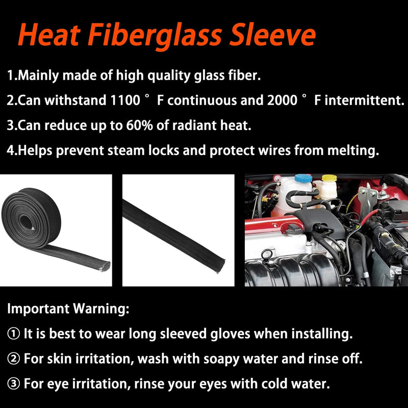 [AUSTRALIA] - LEDAUT Heat Hose Fiberglass Wrap Shield Sleeve 16FT-13MM(1/2") Wire Fuel Line Heat Shield Roll High Temp Black Colour Adjustable for Car Wire Loom cable Heat Shield Brake Line Cable Heat Shield 16FT-13MM(1/2") 