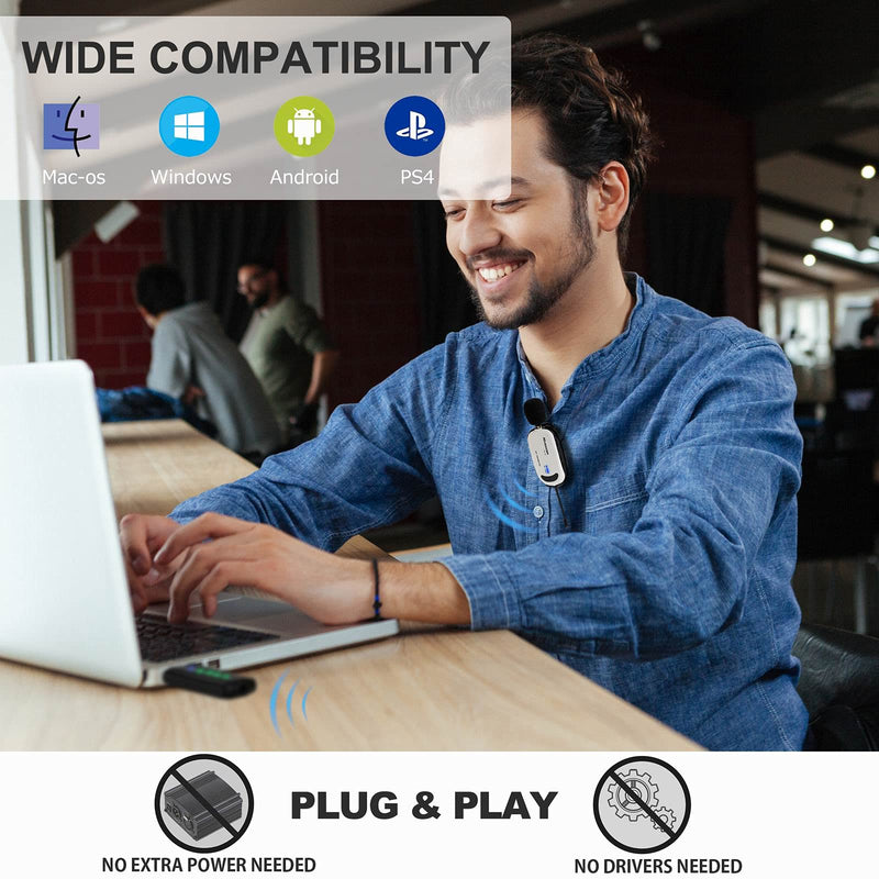 Wireless Lapel Microphone for Computer, Alvoxcon USB lavalier Mic System for MacBook, Android, PC, Laptop, Speaker, Zoom Meeting, Teacher Podcasting, Vlog, YouTube, Conference, Vocal Recording,