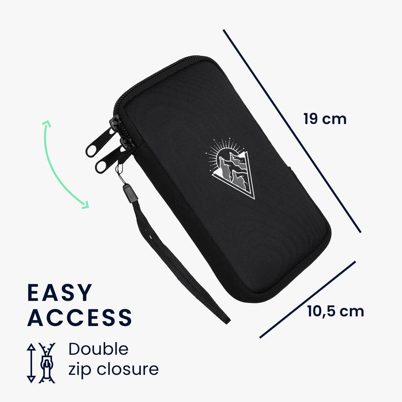 kwmobile Neoprene Sleeve for Smartphone Size XL - 6.7/6.8" - Shock Absorbing Pouch Case - Protective Phone Bag - Minimalist Mountain White/Black Minimalist Mountain 02-01
