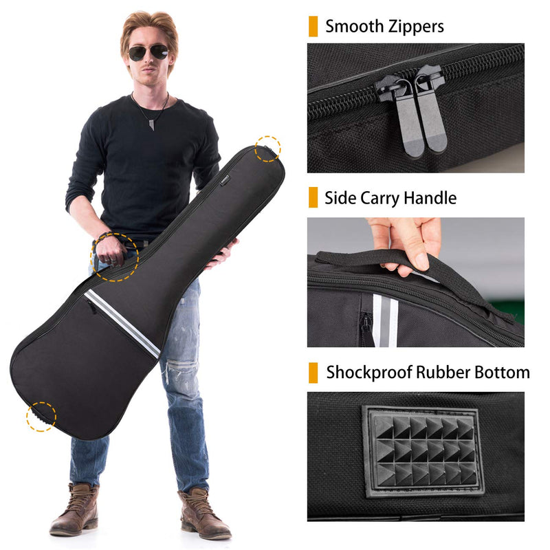 CAHAYA Electric Guitar Bag Gig Bag 6mm Padding Padded Backpack with Reflective Bands Soft Guitar Case Black