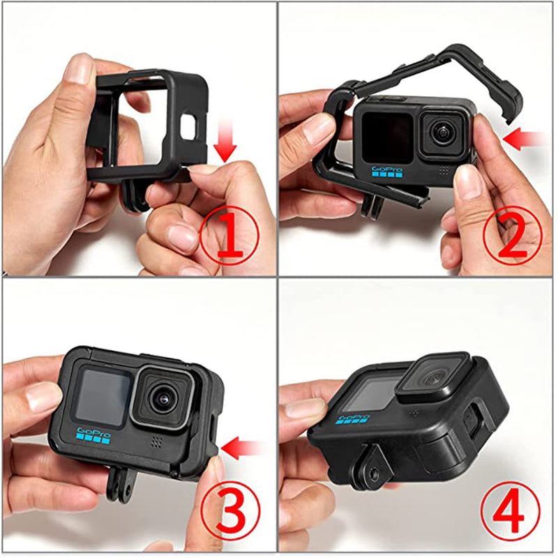 hero 9 Screen Protector+Replaceable battery side cover+ Against-Drop Frame Case Camcorder Housing Case with Mount screw Accessories for GoPro Hero 9/10 Black Action Camera