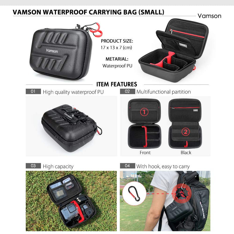 Vamson Accessories Kit for Gopro Hero 9 Black Waterproof Housing Case + 3 Lens Filters + Waterproof Carrying Case + Silicone Case + Tempered Glass Bundle for Go Pro 9 AVS16