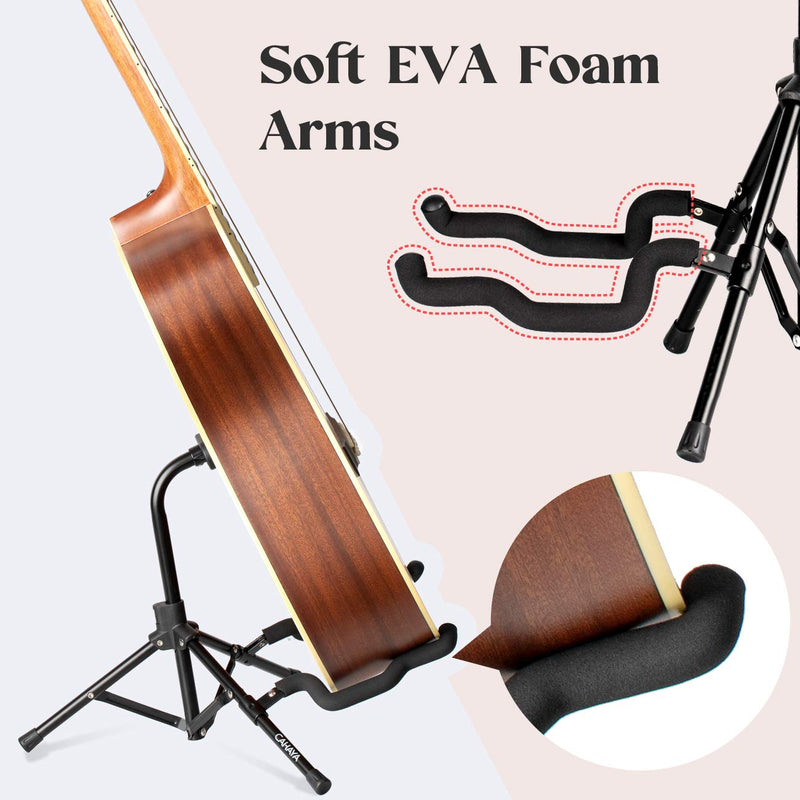 CAHAYA Guitar Stand Folding Tripod Metal Universal for Acoustic Electric Guitars Ukulele Violin Banjo Mandolin