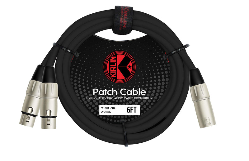 [AUSTRALIA] - Kirlin Cable Y-301-06 - 6 Feet - XLR Male to Dual XLR Female Y-Cable 