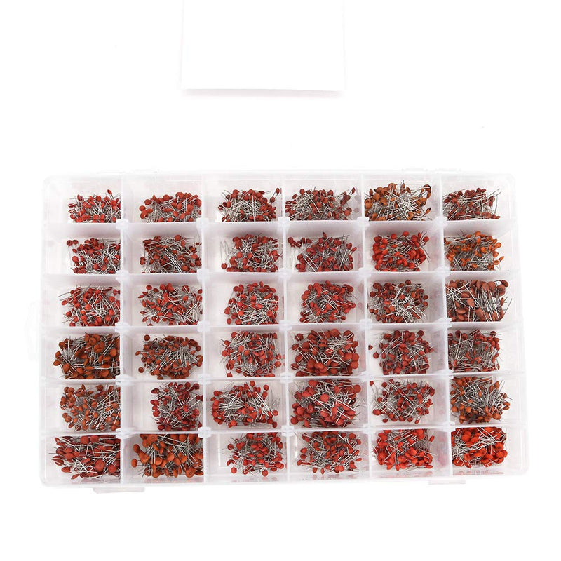 DollaTek 3600pcs 36values Each 100Pcs 1pF - 100nF Ceramic Capacitors Kit Disc 50V Assortment with Storage Box