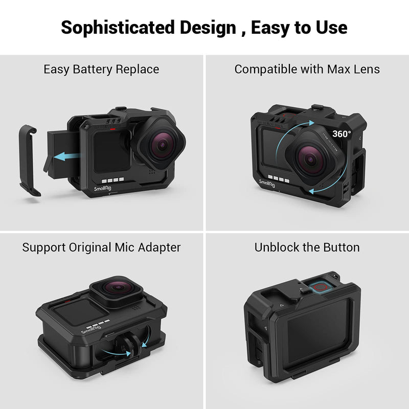 [AUSTRALIA] - SmallRig HERO10 Black Cage/HERO9 Cage for GoPro with 2 Cold Shoe Mounts for Mic and Led Video Light for GoPro HERO9 Black 3083 