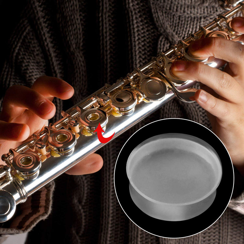 Leinuosen 24 Pieces Silicone Flute Plug, 8 mm Flute Hole Plug Soft Flute Key Cover for Most Brand Flute