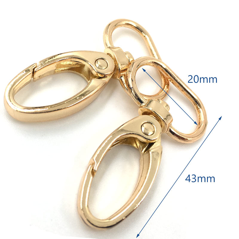 YIXI-SBest 20 Pcs 20mm Inside Diameter Oval Ring Lobster Clasp Claw Swivel for Strap Push Gate Lobster Clasps Hooks Swivel Snap Fashion Clips (20Pcs Gold, 3/4 inch) 20Pcs Gold