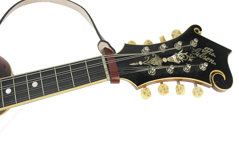 Walker & Williams M-41 Chestnut Brown Leather Mandolin Strap For A or F Types