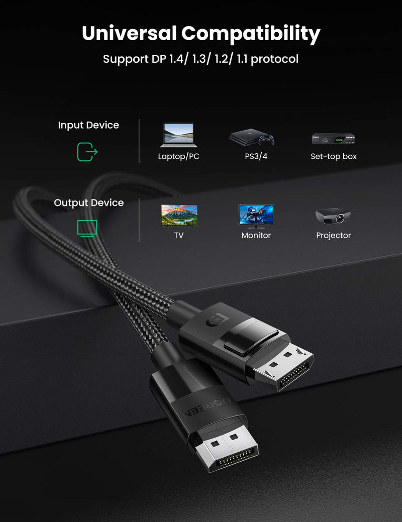 [AUSTRALIA] - UGREEN Displayport Cable 1.4 8k DisplayPort to DisplayPort Cable Nylon Braided DP to DP 8K 60Hz 4K 144Hz and 1080P 240Hz Support 32.4Gbps HDR HDCP Gaming Monitor Cable for Laptop PC TV 3FT 