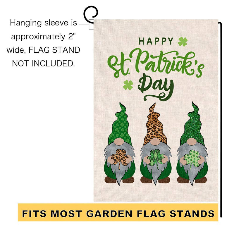 St. Patricks Day Gnomes Garden Flag Vertical Double Sided Burlap Yard Spring Shamrock Outdoor Decor 12.5 x 18 Inches 12.5x18 green