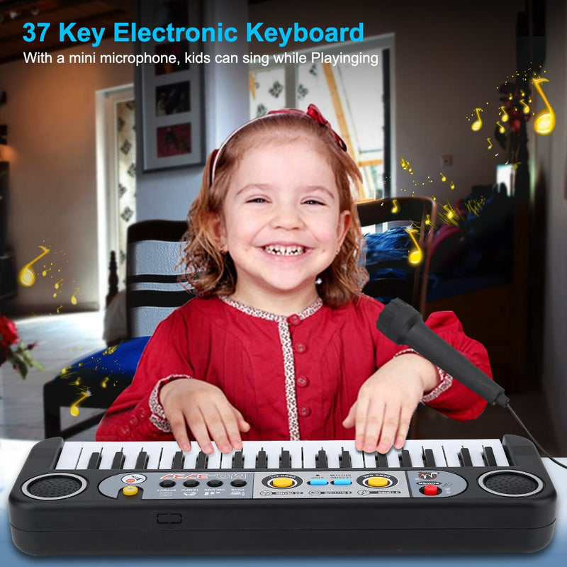 Qiilu 37-Key Electric Keyboard, Electric Digital Piano Keyboard Musical Instruments Kids Toy with Microphone