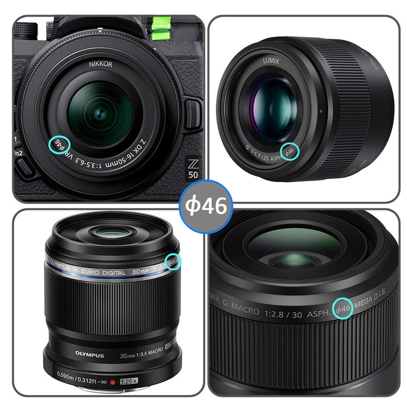 Z50 46mm Snap-on Lens Cap for Nikkor Z DX 16-50mm f/3.5-6.3 VR Lens for Nikon Z50 Camera, Fire Rock Center Pinch 46MM Lens Cap-2 Packs