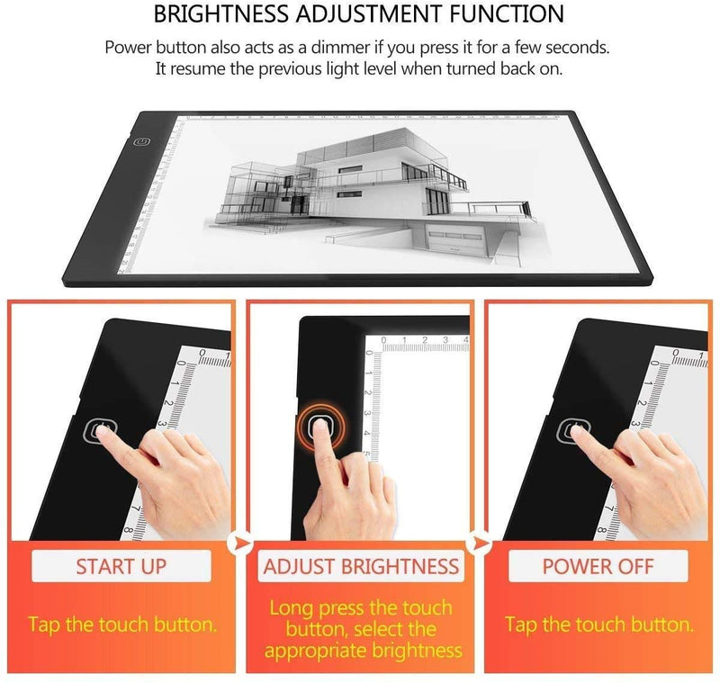 A4 Tracing Light Box Portable LED Light Table Tracer Board Dimmable Brightness Artcraft Light Pad for Artists Drawing 5D DIY Diamond Painting Sketching Tattoo Animation Designing