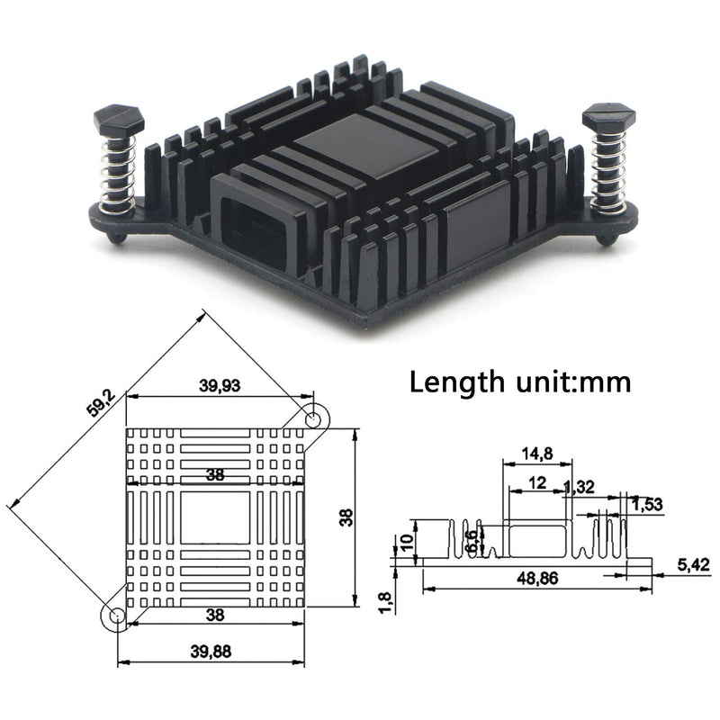 Unxuey Aluminum Computer PC North Bridge South Bridge Aluminum Heat Sink Radiator Cooling Fin Motherboard chip Cooler with Fixing Hole 6Pcs Set Black